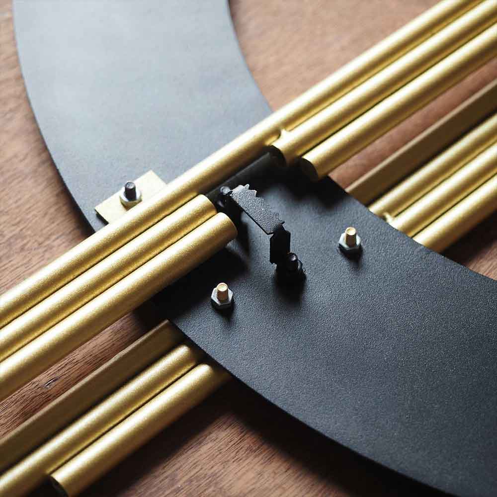 Elegant Metal Black Circle with Gold Lines Wall Art