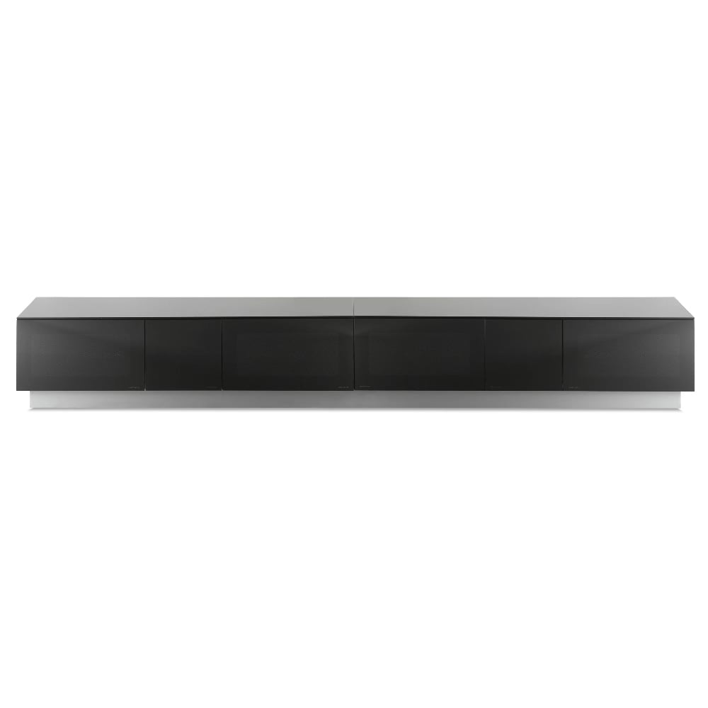 Elements Wooden TV Stand With 4 Glass Doors In Black