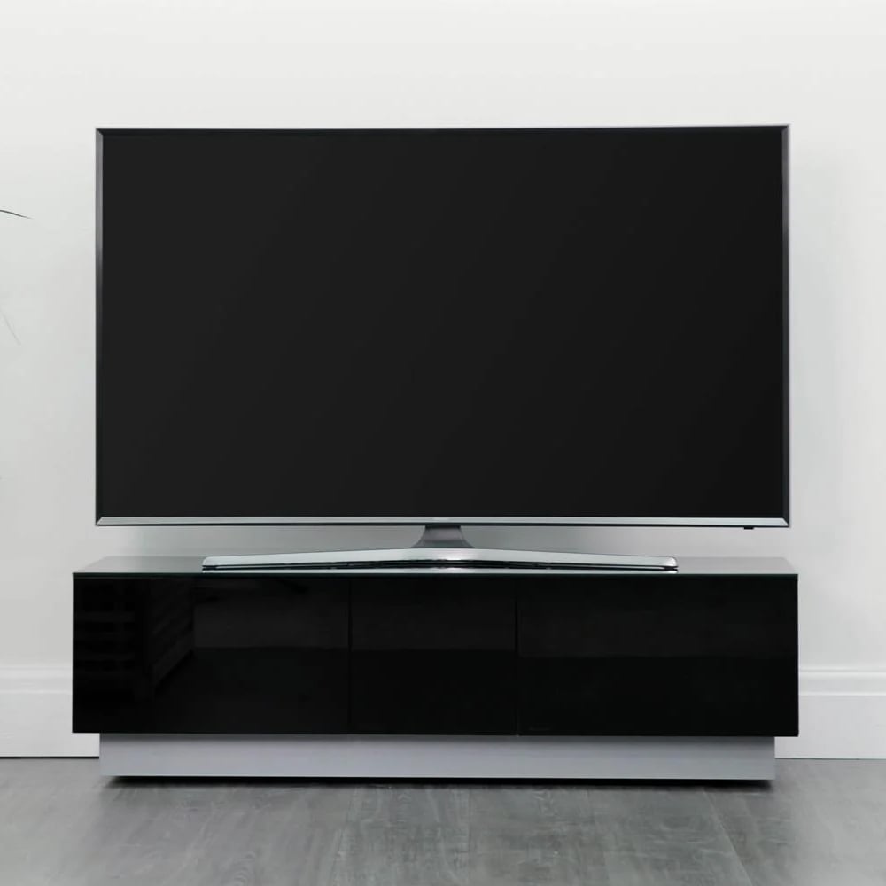 Elements Wooden TV Stand With Glass Door In Black