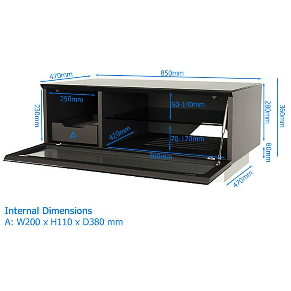 Elements Wooden TV Stand With Glass Door In Grey
