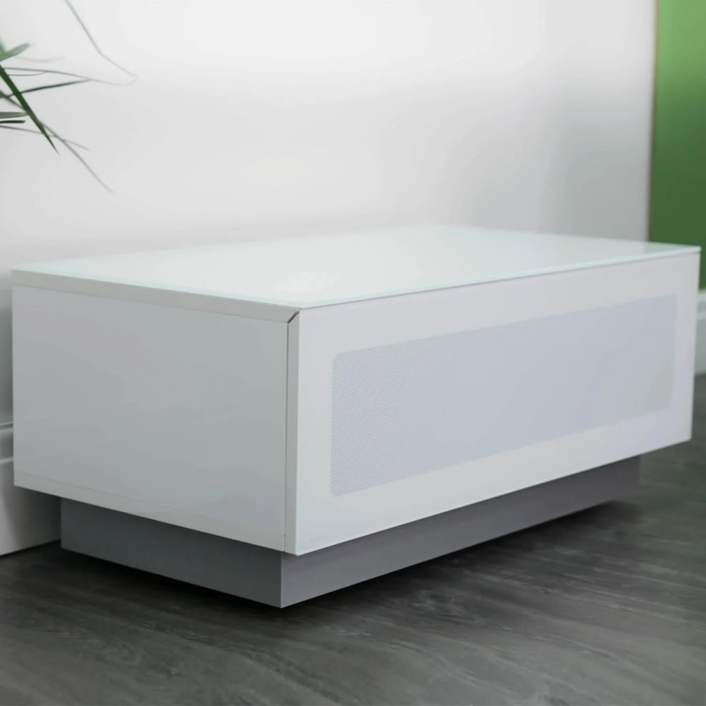 Elements Wooden TV Stand With Glass Door In White