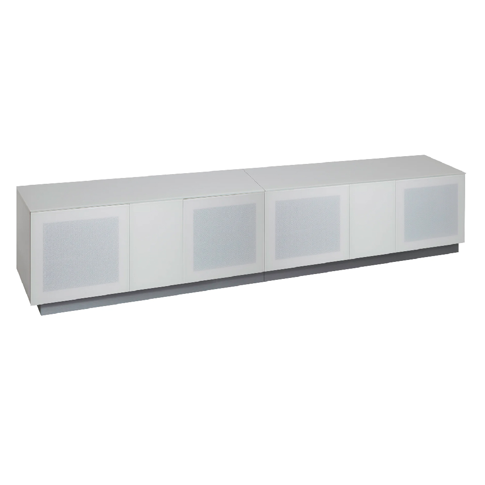 Read more about Elements xl wooden tv stand with 4 glass doors in white