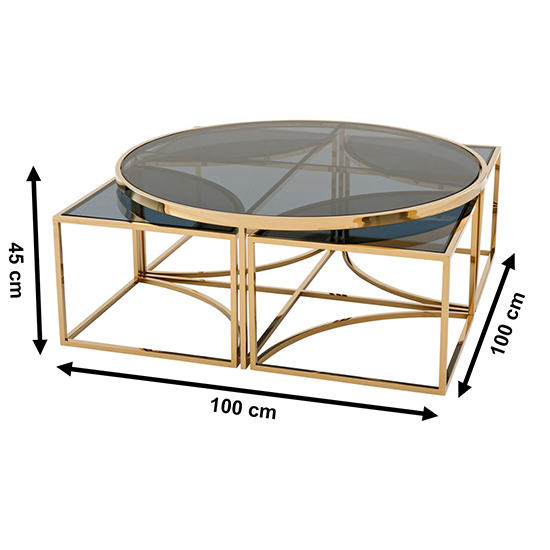 Elena Black Glass Coffee Table With Gold Stainless Steel Legs
