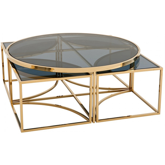 Elena Black Glass Coffee Table With Gold Stainless Steel Legs