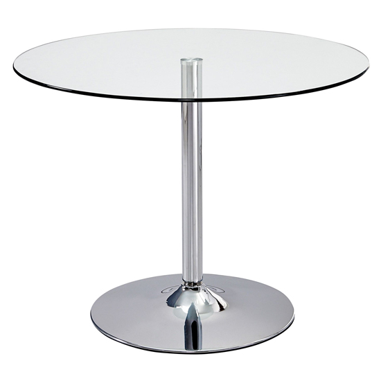 Read more about Eastleigh clear glass dining table with polished chrome base