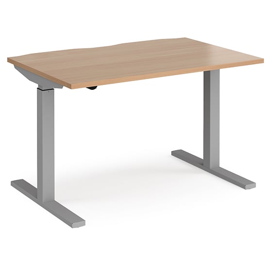 Read more about Elev 1200mm electric height adjustable desk in beech and silver