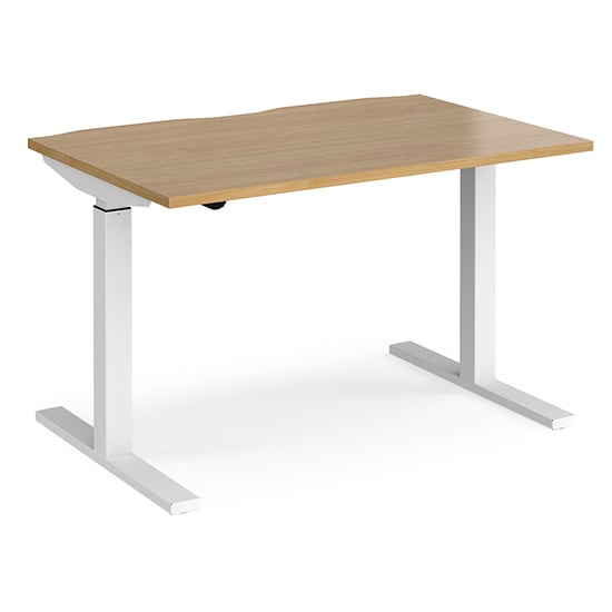 Read more about Elev 1200mm electric height adjustable desk in oak and white