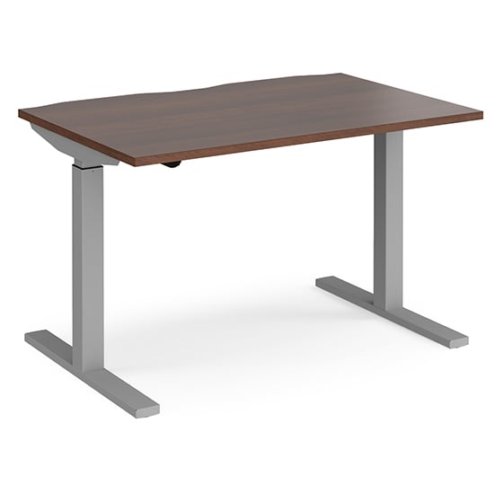 Product photograph of Elev 1200mm Electric Height Adjustable Desk In Walnut And Silver from Furniture in Fashion