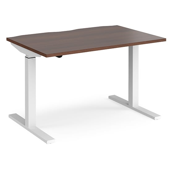 Photo of Elev 1200mm electric height adjustable desk in walnut and white