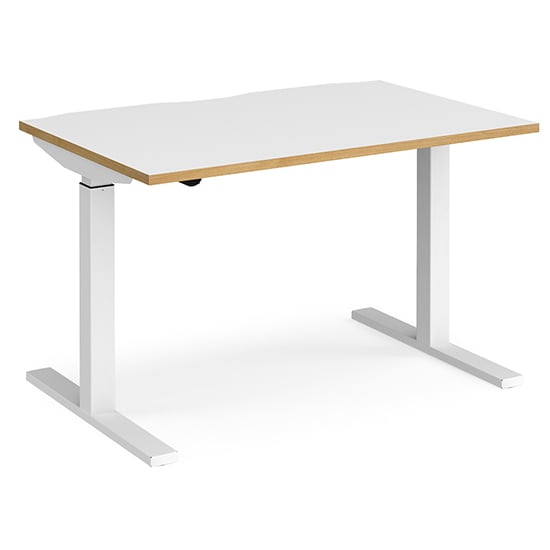 Product photograph of Elev 1200mm Electric Height Adjustable Desk In White And Oak from Furniture in Fashion