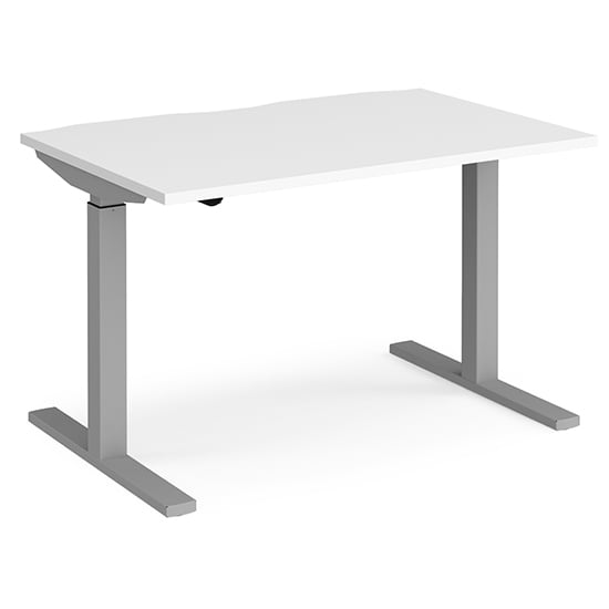 Read more about Elev 1200mm electric height adjustable desk in white and silver