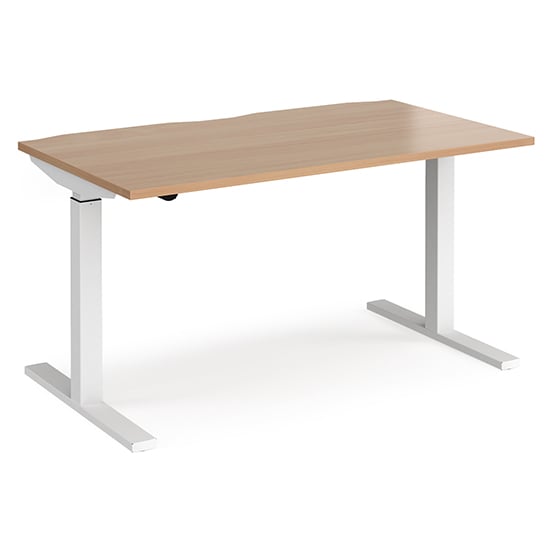 Elev 1400mm Electric Height Adjustable Desk In Beech And White