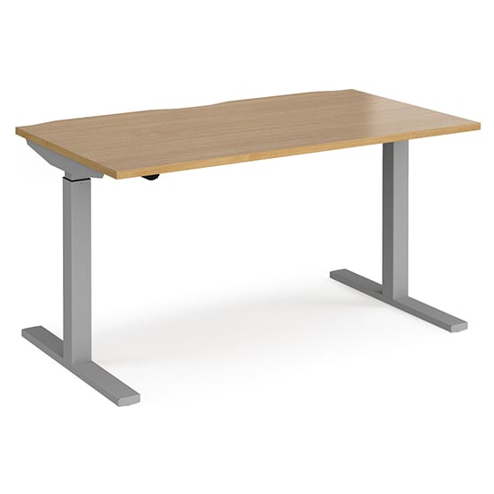 Read more about Elev 1400mm electric height adjustable desk in oak and silver