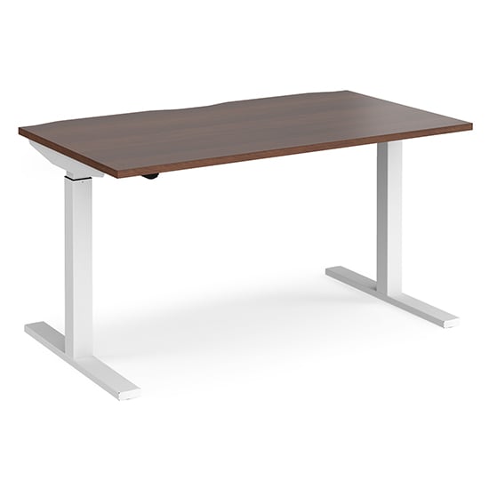 Photo of Elev 1400mm electric height adjustable desk in walnut and white