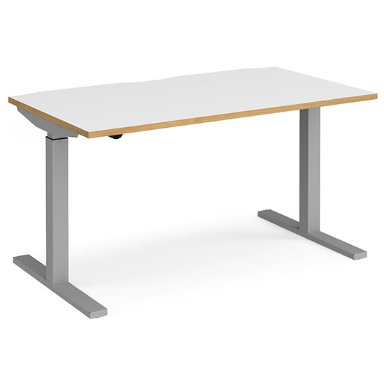 Photo of Elev 1400mm electric height adjustable desk in white oak silver