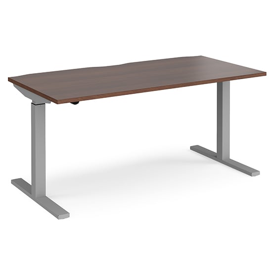 Product photograph of Elev 1600mm Electric Height Adjustable Desk In Walnut And Silver from Furniture in Fashion