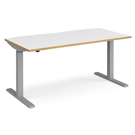 Read more about Elev 1600mm electric height adjustable desk in white oak silver