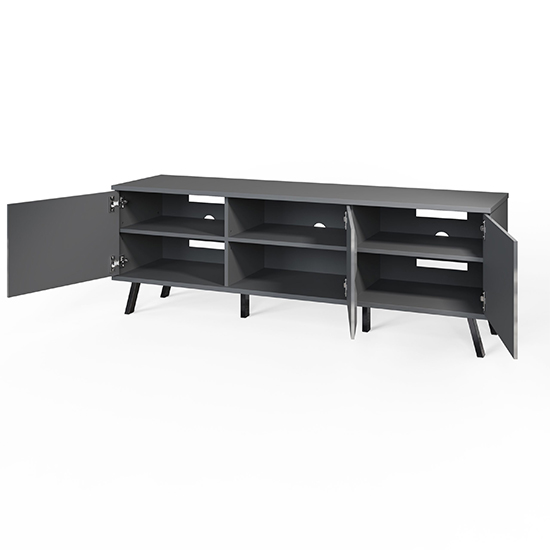 Elevate High Gloss TV Stand In Grey With LED Lights_5