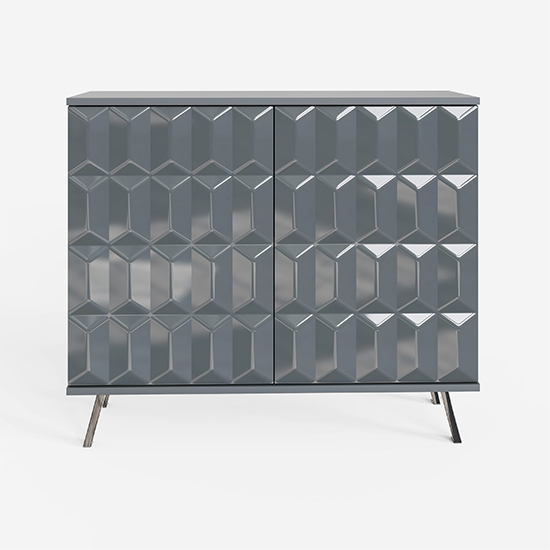 Elevate Small High Gloss Sideboard In Grey With LED Lights_5