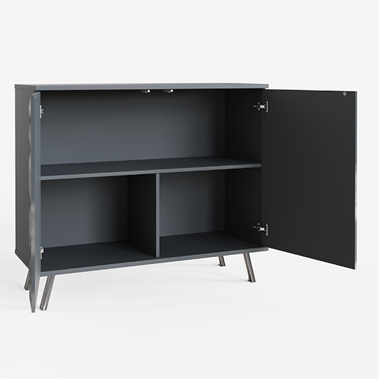 Elevate Small High Gloss Sideboard In Grey With LED Lights_6
