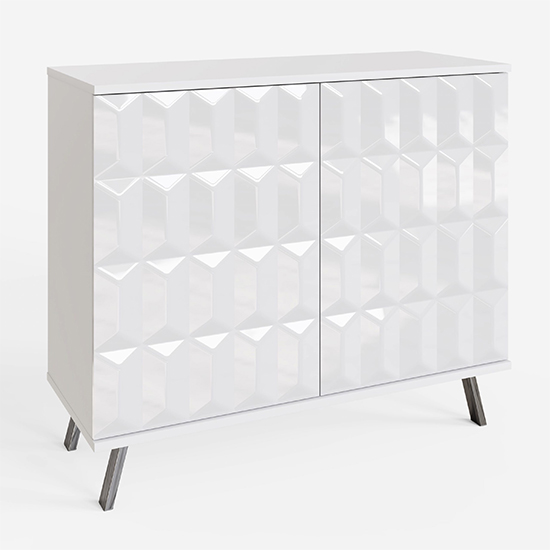Elevate Small High Gloss Sideboard In White With LED Lights_4