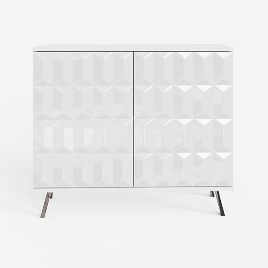 Elevate Small High Gloss Sideboard In White With LED Lights_5
