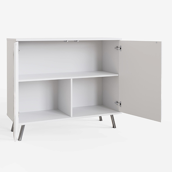 Elevate Small High Gloss Sideboard In White With LED Lights_6