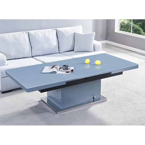 Elgin Convertible Grey Gloss Dining Table 6 Petra Grey Chairs_2