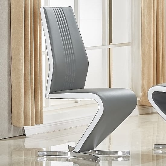 Elgin Convertible Grey Gloss Dining Table 6 Gia Grey White Chairs