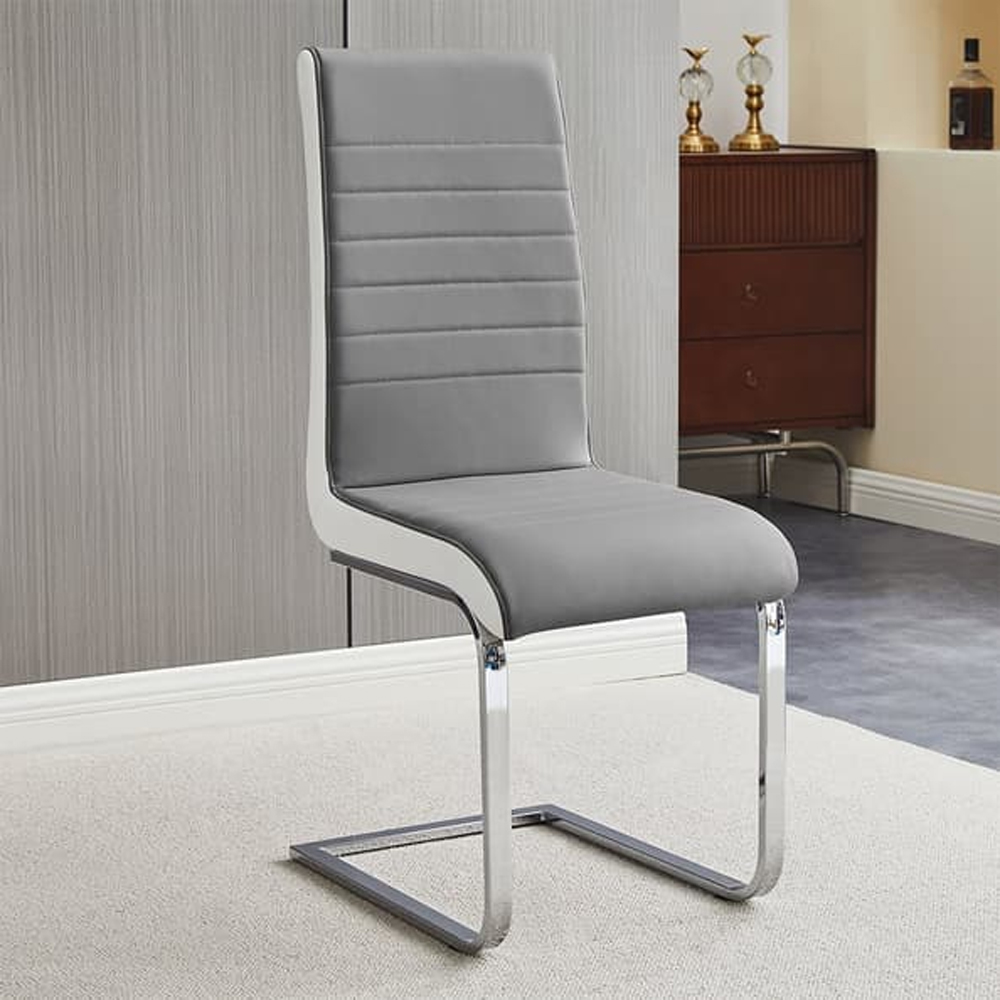 Elgin Convertible Grey Gloss Dining Table 6 Symphony Grey Chairs