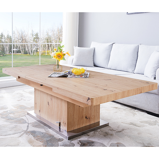 Elgin Convertible Sonoma Oak Dining Table 6 Vesta Grey Chairs