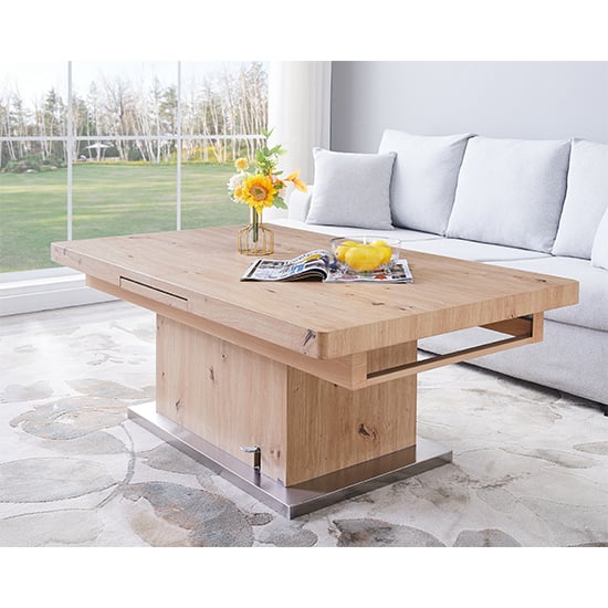 Elgin Convertible Sonoma Oak Dining Table 6 Vesta Grey Chairs_4