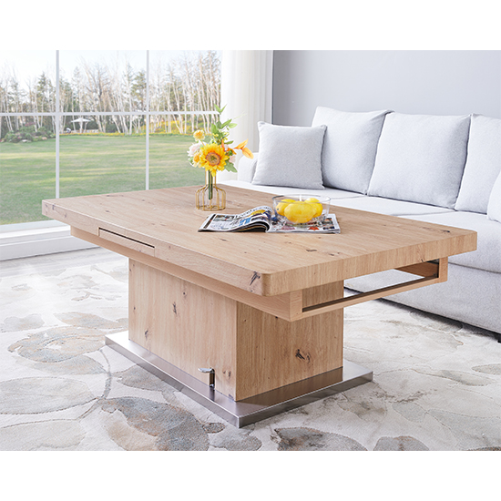 Elgin Convertible Sonoma Oak Dining Table 6 Vesta Grey Chairs