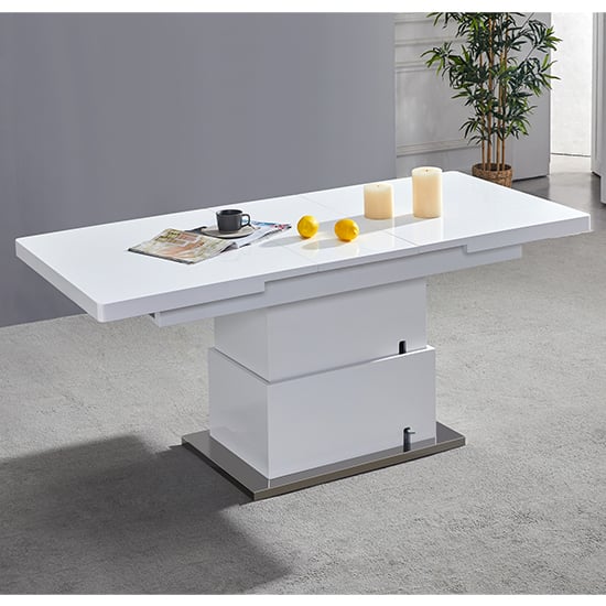 Elgin Convertible White Gloss Dining Table 6 Vesta Grey Chairs_4