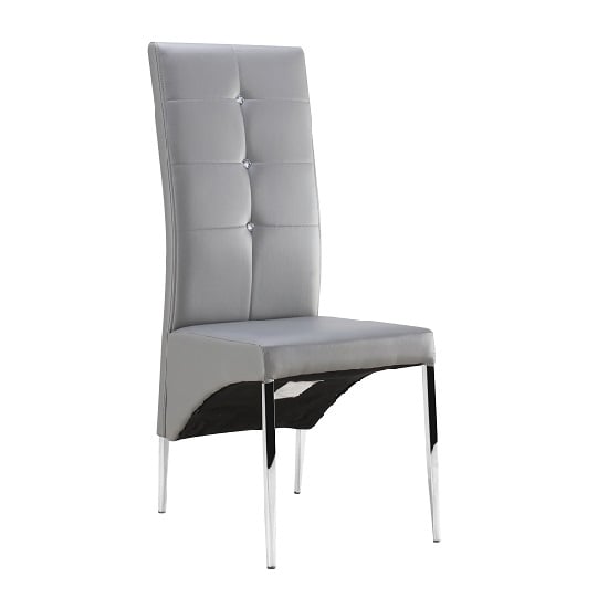 Vesta Studded Dining Chair In Grey Faux, Studded Dining Room Table