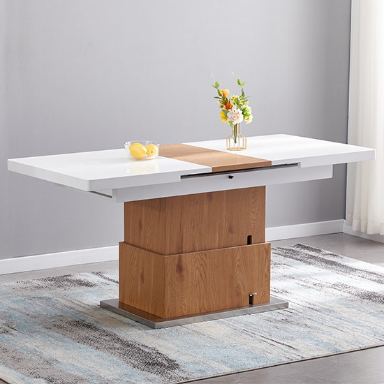Elgin Extending White Gloss Coffee To Dining Table In Oak_2
