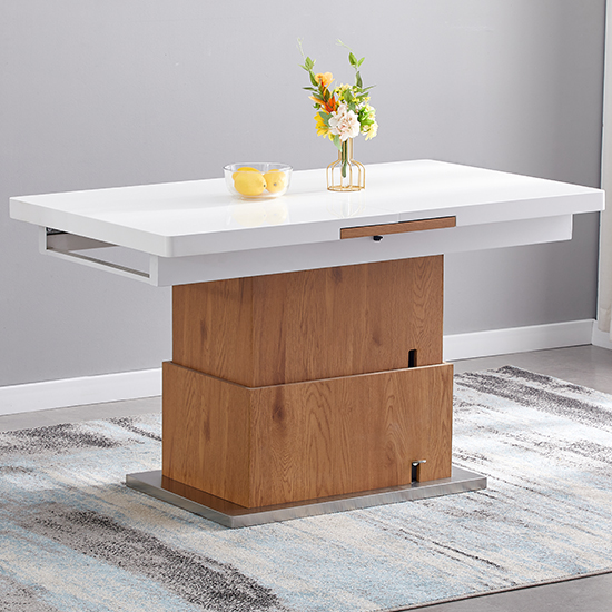 Elgin Extending White Gloss Coffee To Dining Table In Oak_3