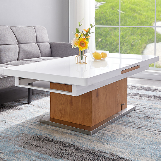 Elgin Extending White Gloss Coffee To Dining Table In Oak_4