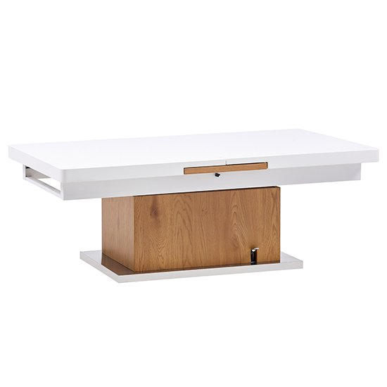 Elgin Extending Gloss Coffee To Dining Table In White And Oak_8