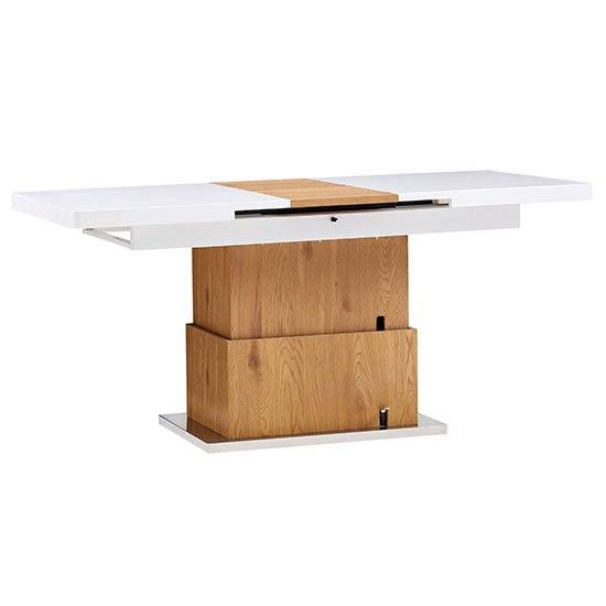 Elgin Extending Gloss Coffee To Dining Table In White And Oak_10