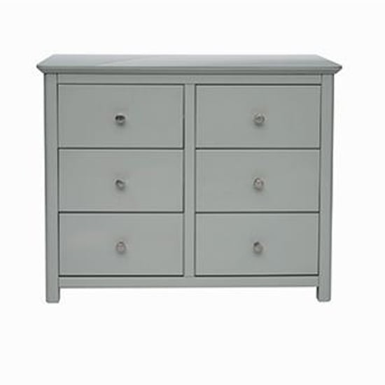 Elgin glass top wide chest of drawers in grey with 6 drawers £309.95