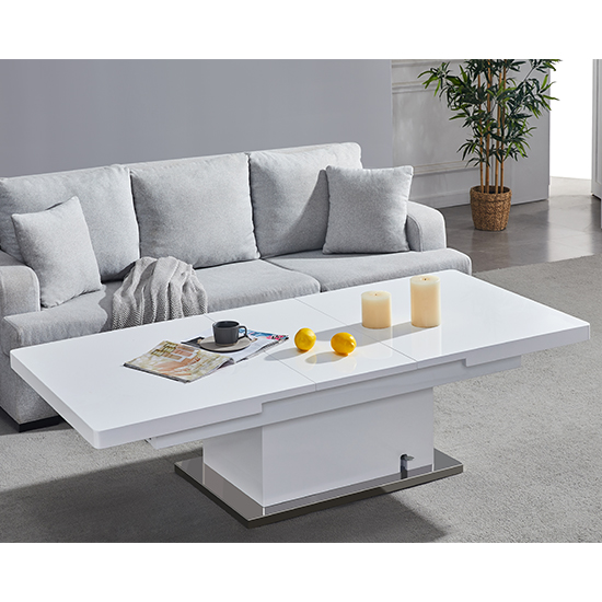 Elgin Convertible White Gloss Dining Table 6 Gia Black Chairs
