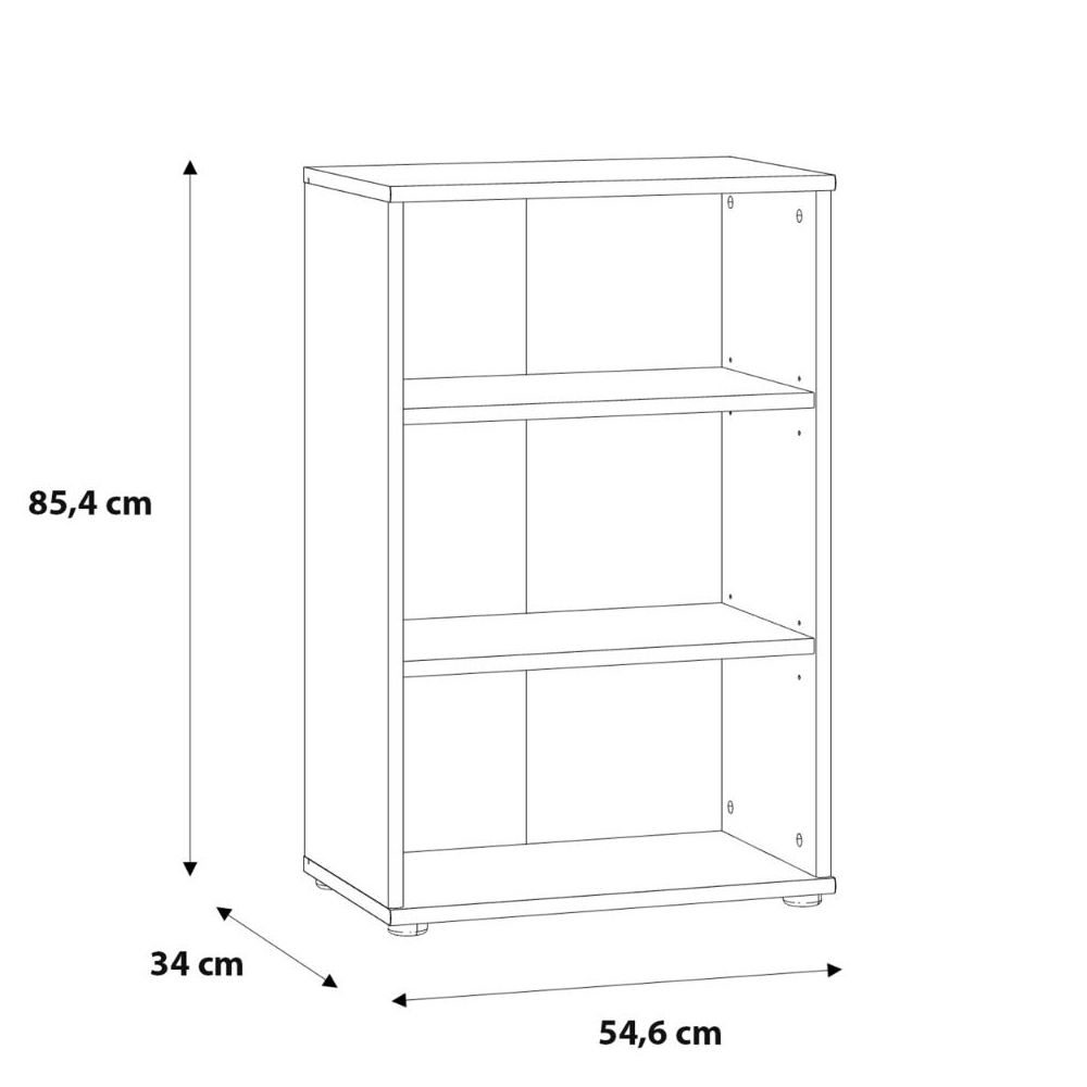Elgin Wooden Low Narrow Bookcase With 3 Shelves In Vintage Oak