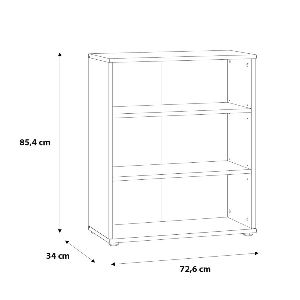 Elgin Wooden Low Wide Bookcase With 3 Shelves In Vintage Oak