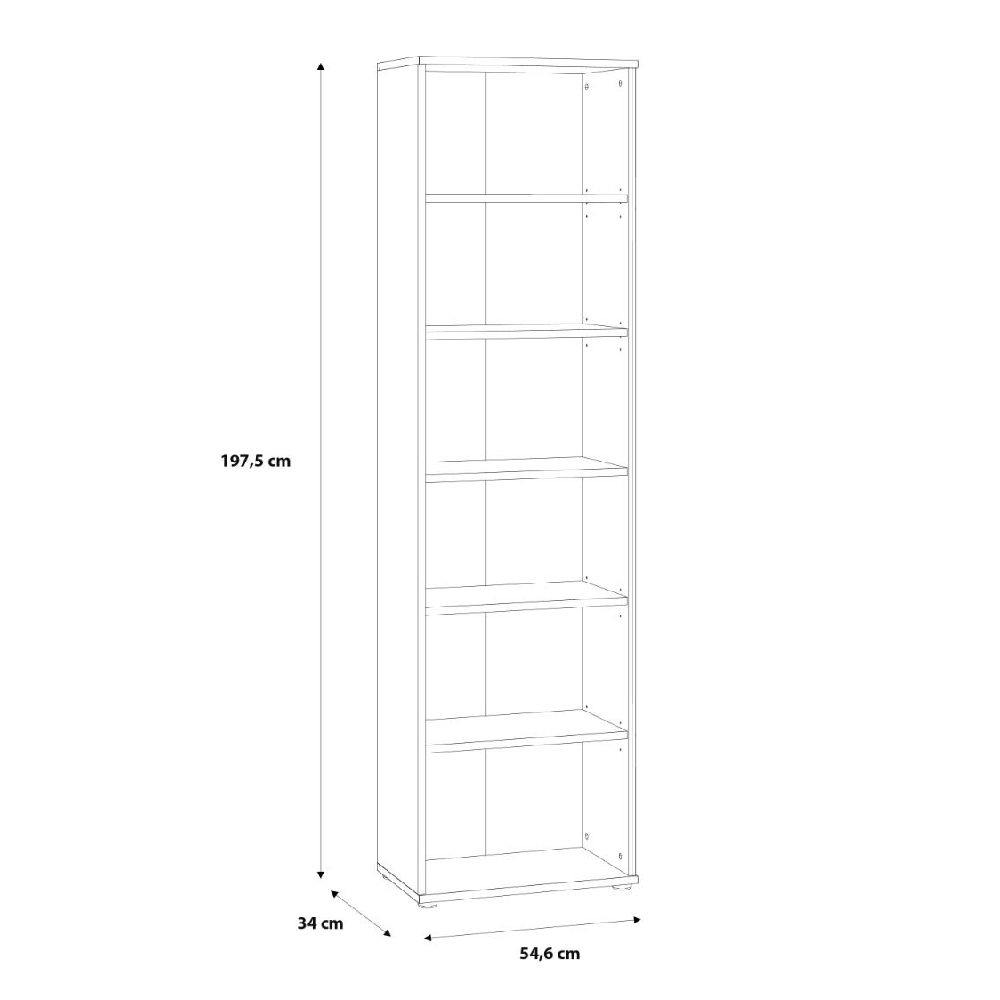 Elgin Wooden Narrow Bookcase With 6 Shelves In Vintage Oak