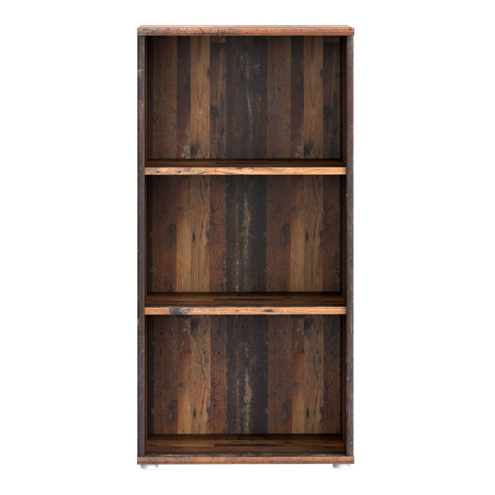 Elgin Wooden Tall Narrow Bookcase With 3 Shelves In Vintage Oak