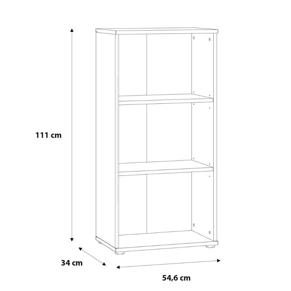 Elgin Wooden Tall Narrow Bookcase With 3 Shelves In Vintage Oak