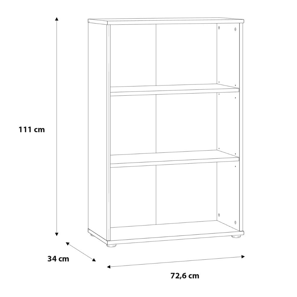 Elgin Wooden Tall Wide Bookcase With 3 Shelves In Vintage Oak