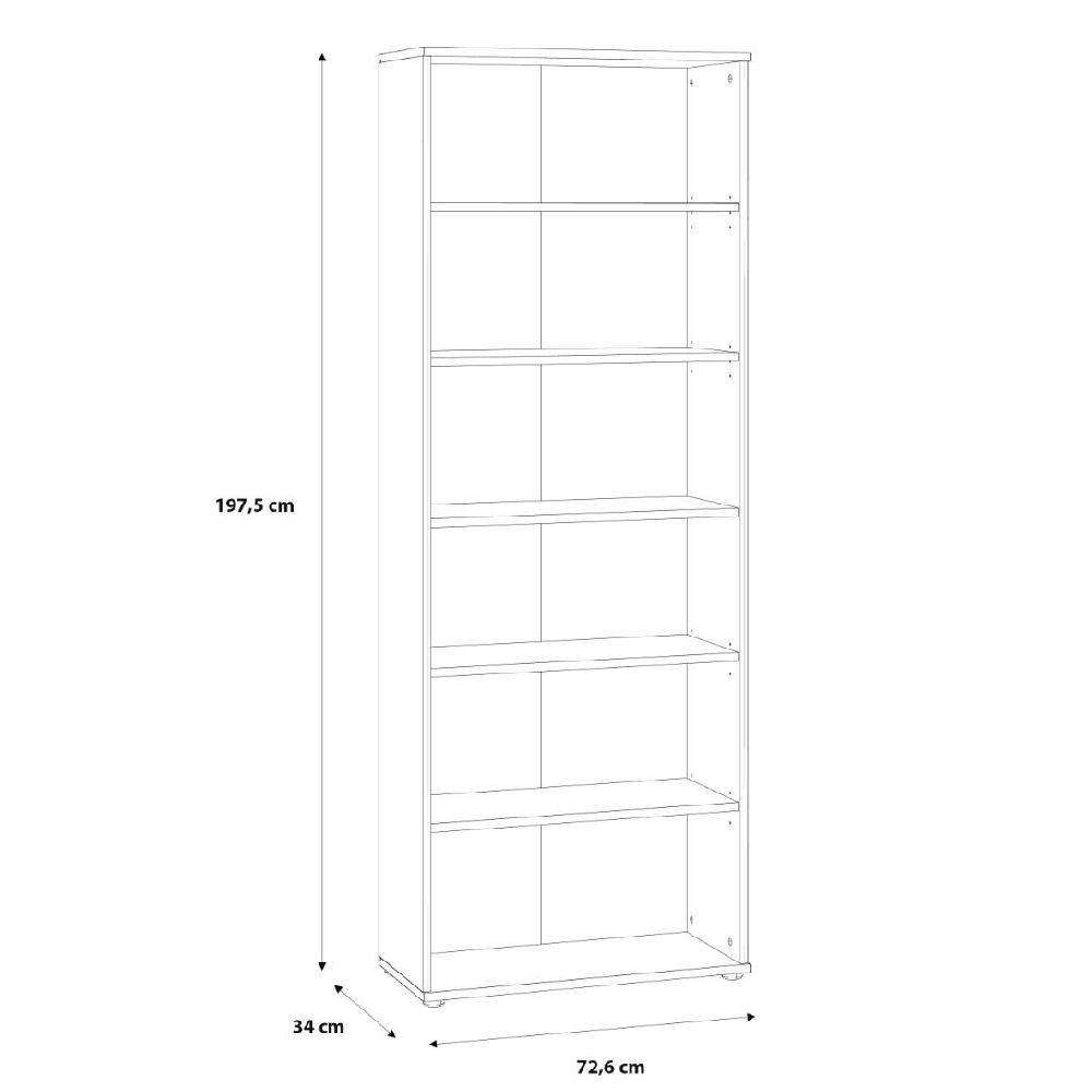 Elgin Wooden Wide Bookcase With 6 Shelves In Vintage Oak