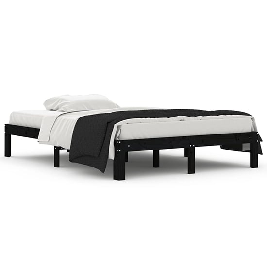Eliada Solid Pinewood Double Bed In Black_2
